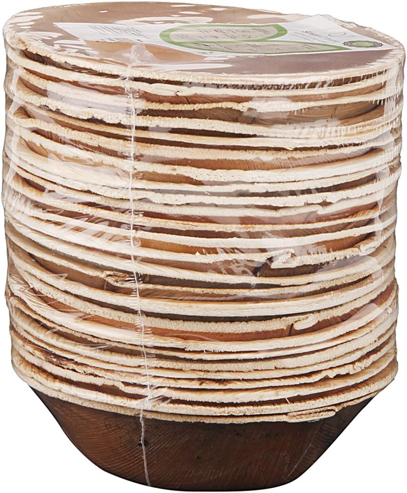 Adaaya Farms Simply Urbane Natural Palm Leaf Round Bowls - 5 Inches - Pack of 25 - Eco Friendly, Bio degradable & Compostable - Suitable for Parties and Events.