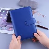 HAUTOCO PU Leather A6 Budget Binder Cover 6 Ring Notebook Folder Navy Blue view 5
