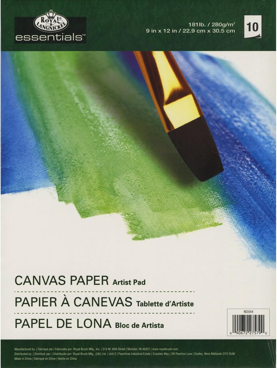 Royal Langnickel 10-Sheet Canvas Essentials Artist Paper Pad, 9-Inch by 12-Inch