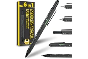 MOIPEJO Christmas Gifts Stocking Stuffers for Men, White Elephant Gifts for Adults Useful, Multitool Pen Cool Gadgets, Novelty Pen with Stylus, Level, Rulers, Screwdrivers, Birthday Gifts for Him Dad(Black)
