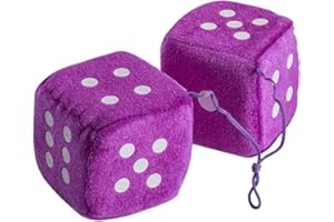 Purple Fuzzy Car Dice - Good Luck Charm Fuzzy Dice in Purple for Car