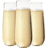 Ciaell 24 Pack Plastic Champagne Flutes - 9 Oz Disposable Champagne Glasses - Stemless Mimosa Glass for Parties & Weddings & Birthdays