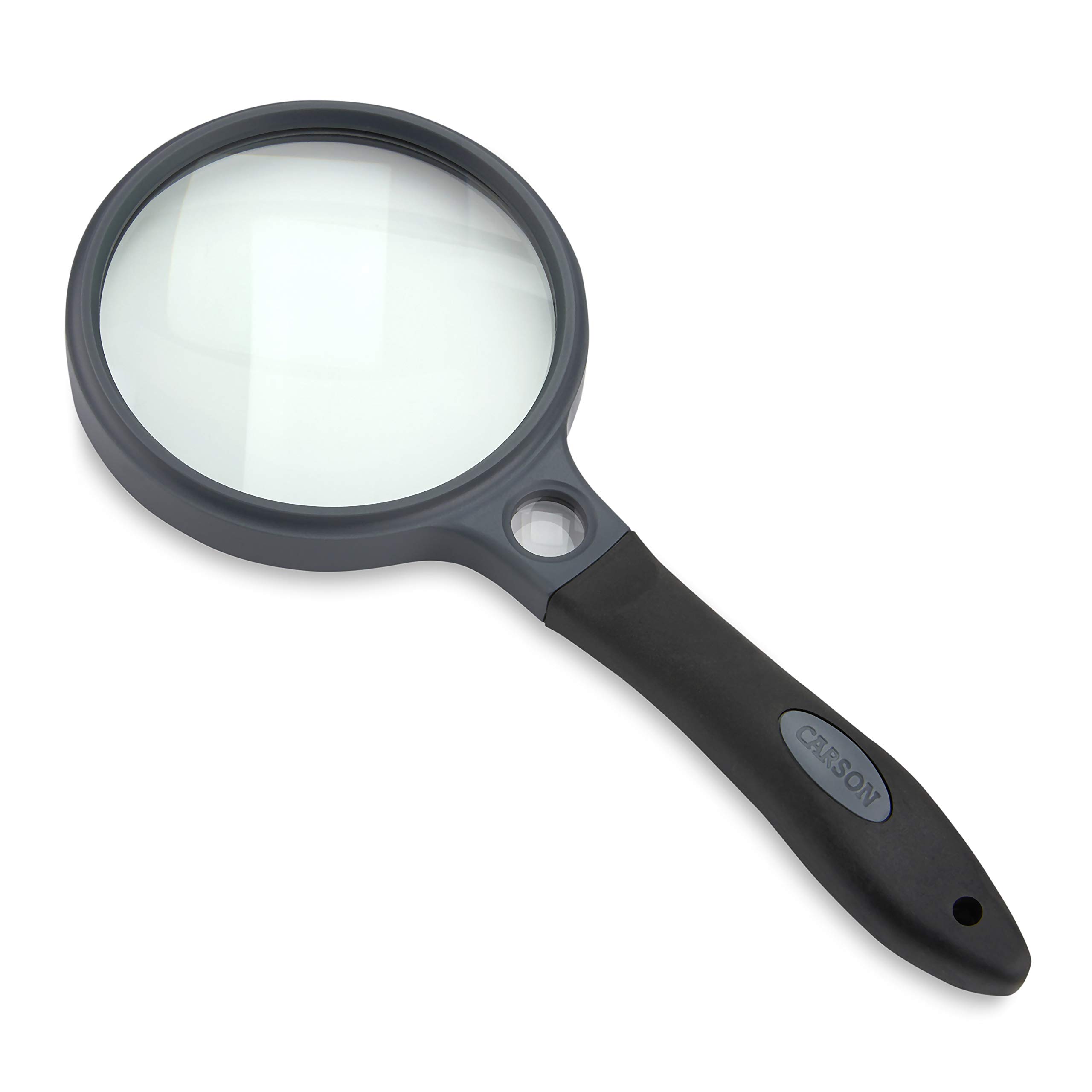 Carson SG-10 SureGrip Rubberized Soft Grip Hand-Held Magnifier with 2x Glass Lens and 10x Spot Lens