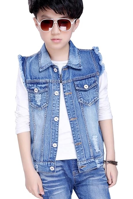 Daniel Smart Kids Leather Vest - Premium Cowhide, Black Satin Liner, Plain Sides With Pockets