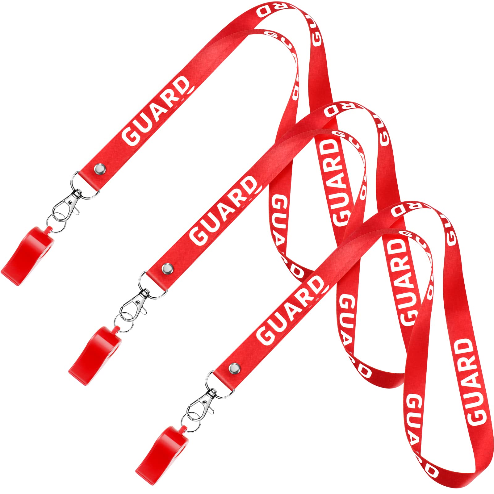 Photo 1 of Yexiya 3 Pcs Guard Whistle with Lanyard Emergency Whistles Plastic Whistle for Lifesaver Men Women (Red)