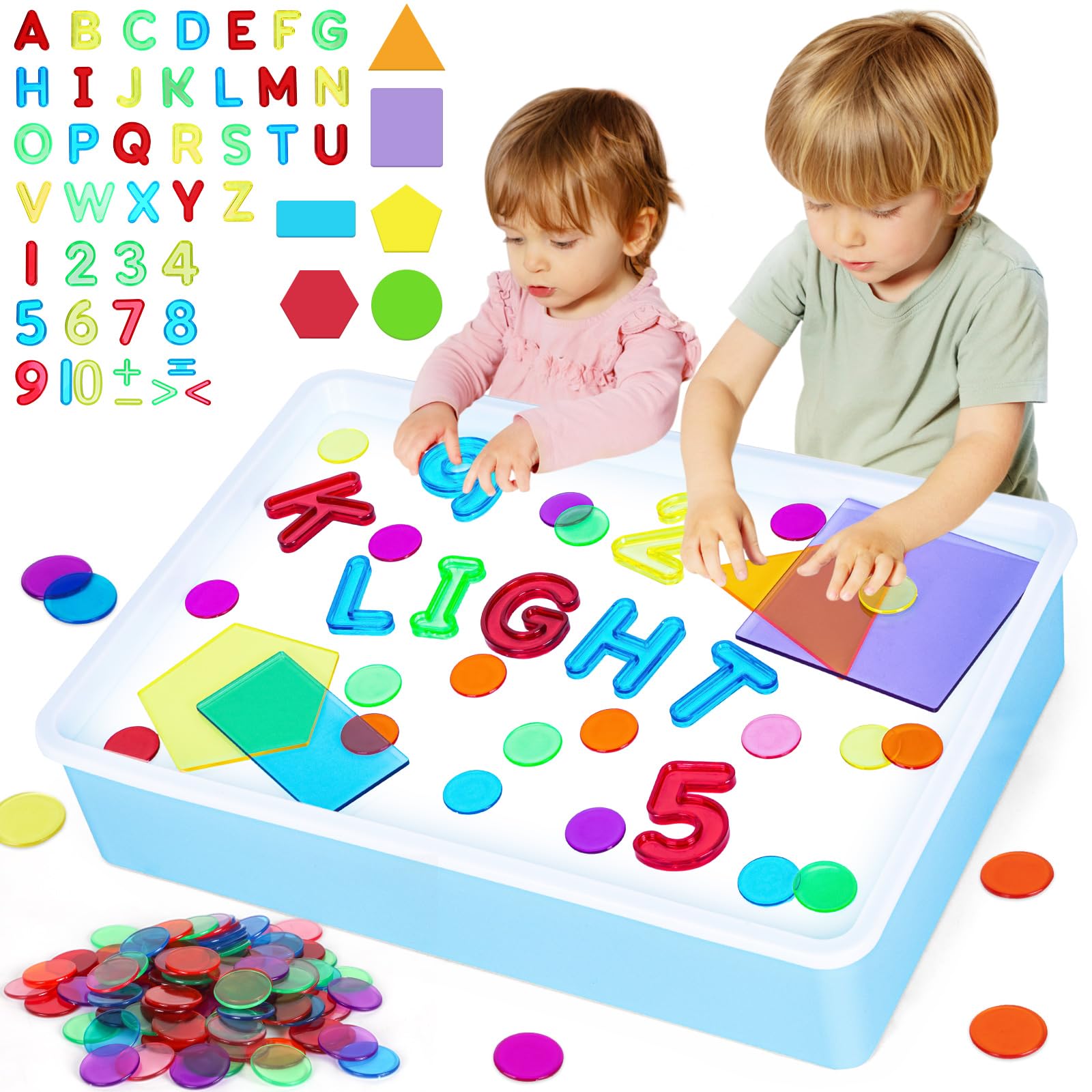Yellcetoy Sensory Toys for Autism,Sensory Light Table Manipulatives and Accessories Preschool Educational Toys ADHD ASD for Home School