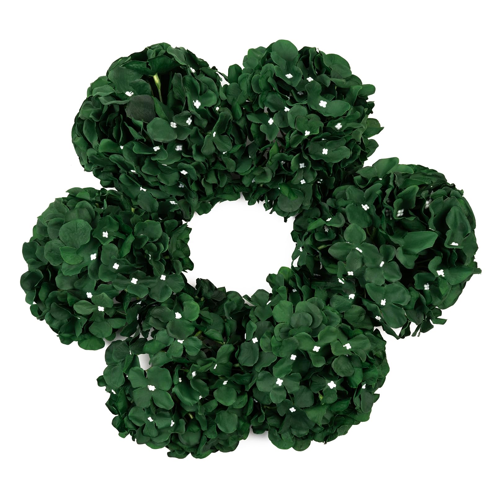 DuHouse 8.7" Silk Hydrangea Flower Heads with Stems Fake Hydrangeas Flowers for DIY Wedding Centerpiece Home Decor,Pack of 6(Dark Green)