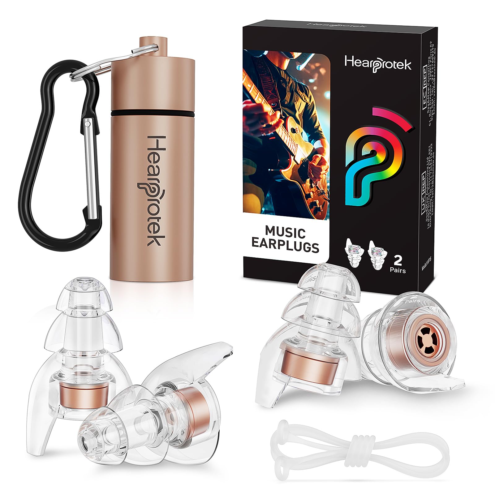 Photo 1 of Hearprotek Concert Ear Plugs, 2Pairs Reusable high Fidelity Musician Ear Plugs for Concerts Loud Music-Noise Reduction Ear Protection earplugs for Rave,Festival,Music,Tinnitus Relief
