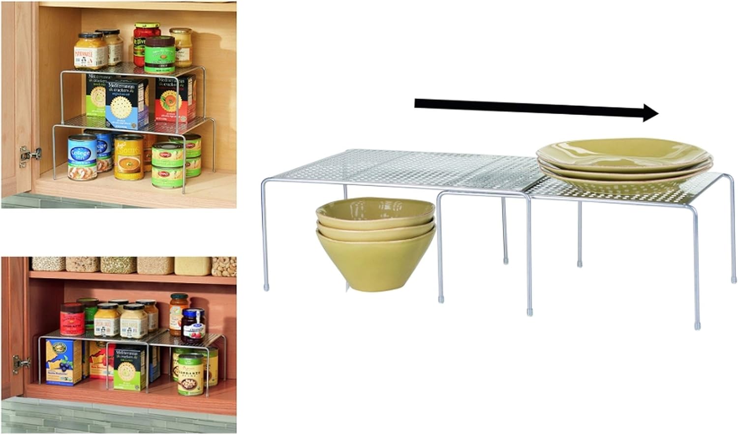 InterDesign Classico Expandable and Stackable Shelves, Silver