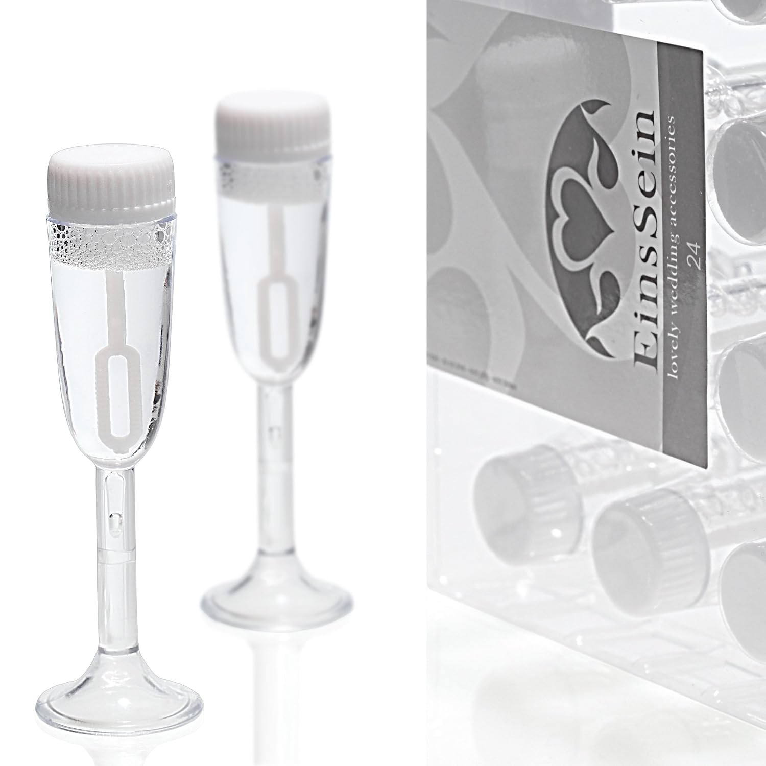EinsSein 24x Bolle Di Sapone Matrimonio Vetro Box Bianco Wedding Bubbles Bolle Sposi Piccola Compleanno Festa Sapomo Bolles Sposi Bolla Contenitore Matrimonio Decorazioni Decoration Accessories Nozze - 8