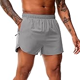 MIER Men's 3 Inch Inseam Running Shorts with Brief Liner Dry Fit Gym Athletic Workout Exercise Shorts with Zipper Pocket