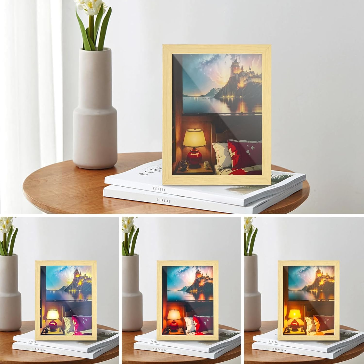 Paintings - Exporify Light Up Art Painting 8in USB Powered LED Painting-3 Lighting Modes Perfect for Home,Room, Bedroom,and Office Decoration,Warm Bedroom Painting