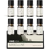 VINEVIDA [Set of 8] Masculine Scents for Candle Making, Made in USA Candle Fragrance Oil, Soap Making Essential Oils, Diffuser Oil Scents