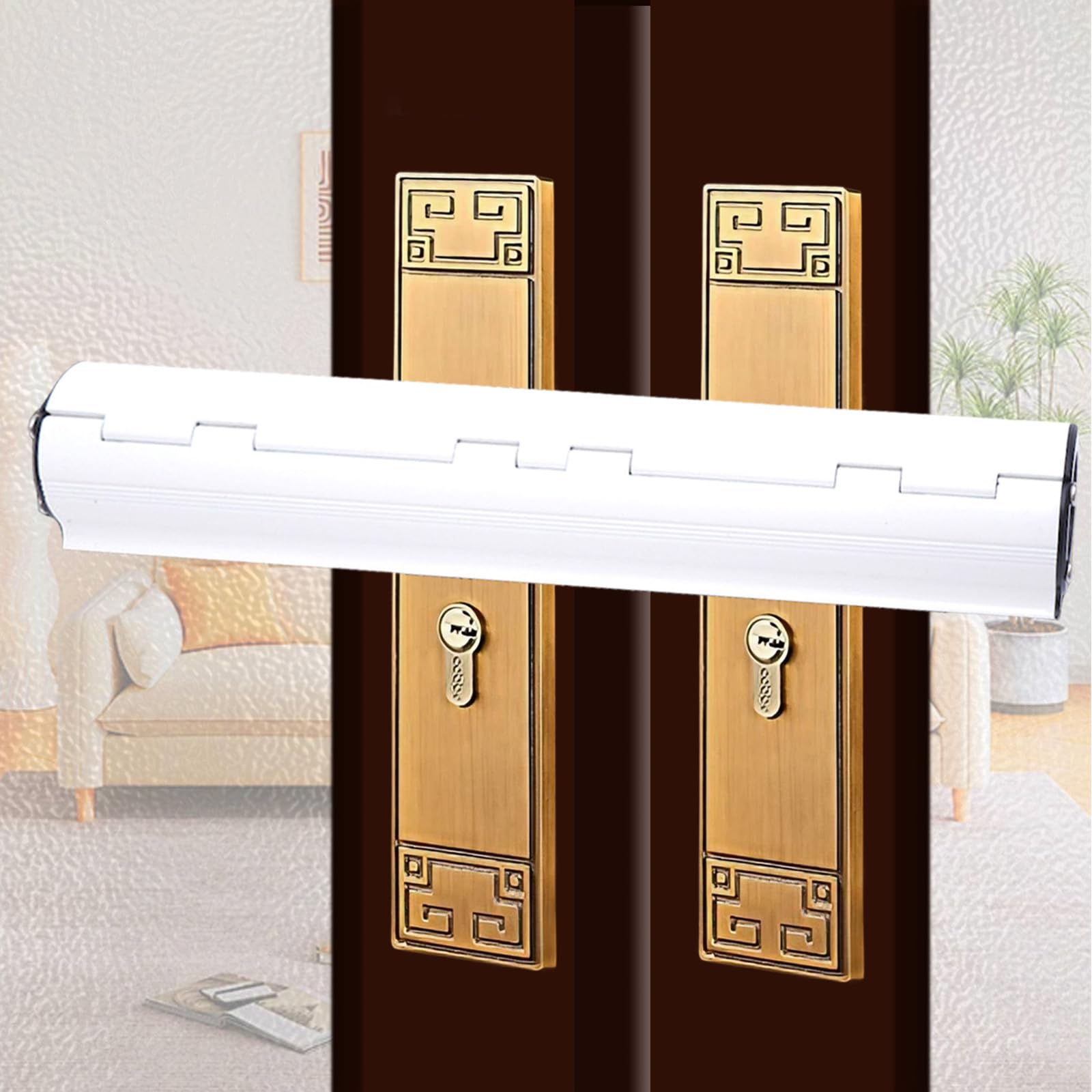 Patio Door Security Lock, Aluminum Alloy French Door Security Lock, Patio Door Lock for French Double Doors Conservatory Doors (White)