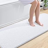 OLANLY Bathroom Rugs 70x24, Extra Soft Absorbent Chenille Bath Rugs, Rubber Backing Quick Dry, Machine Washable Bath Mats for Bathroom Floor, Tub and Shower, Home Decor Accessories, White