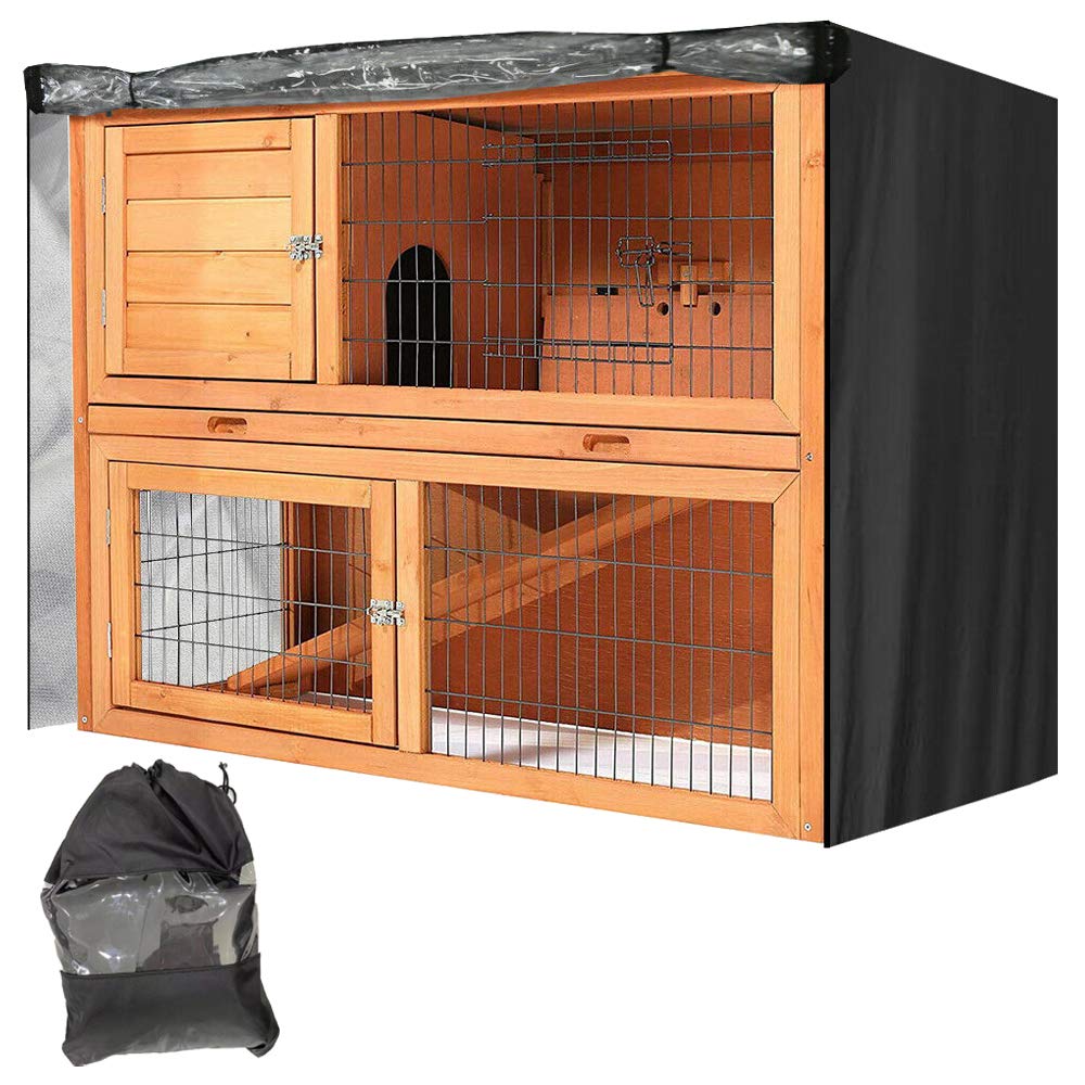 Photo 1 of COOSOO Rabbit Hutch Cover Outdoor Waterproof Double Rabbit Cage Dust Cover for Winter Pet Cage Protection with Zipper Opening Visible Window Vent Holes