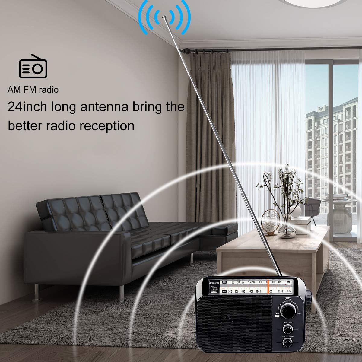 Retekess TR604 AM FM Radio Portable Transistor Analog Radio with 3.5mm Earphone Jack Battery Operated by 3 D Cell Batteries or AC Power(Black): Home Audio & Theater