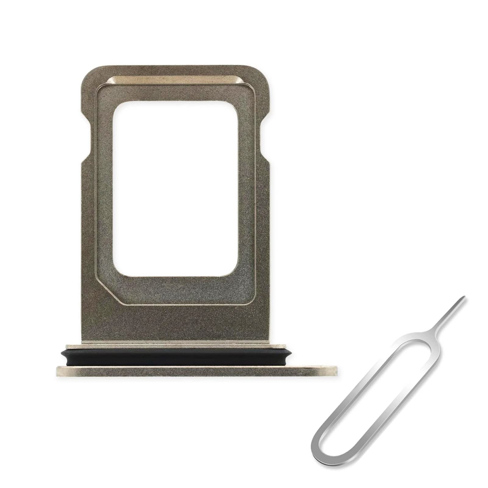 Cemobile SIM Card Tray Slot Holder Replacement for iPhone 14 Pro & 14 Pro Max (Single SIM Version) with Waterproof Rubber Seal Ring + SIM Tray Open Eject Pin (Gold)
