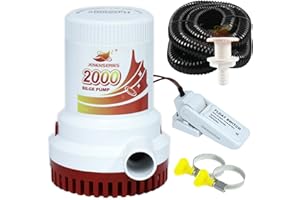JENENSERIES Submersible Boat 2000GPH Bilge Water Pump 12v DC water pump with float switch suitable for ferry, yacht, marine and garden drainage system (2000GPH)