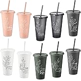 Singhoow 10 Pcs Christian Gift Bulk Christian Tumbler Plastic Bible Verse Scripture Cups Bulk 24oz Religious Church Coffee Cup for Sunday School Valentines Party Gift (Boho Colors)