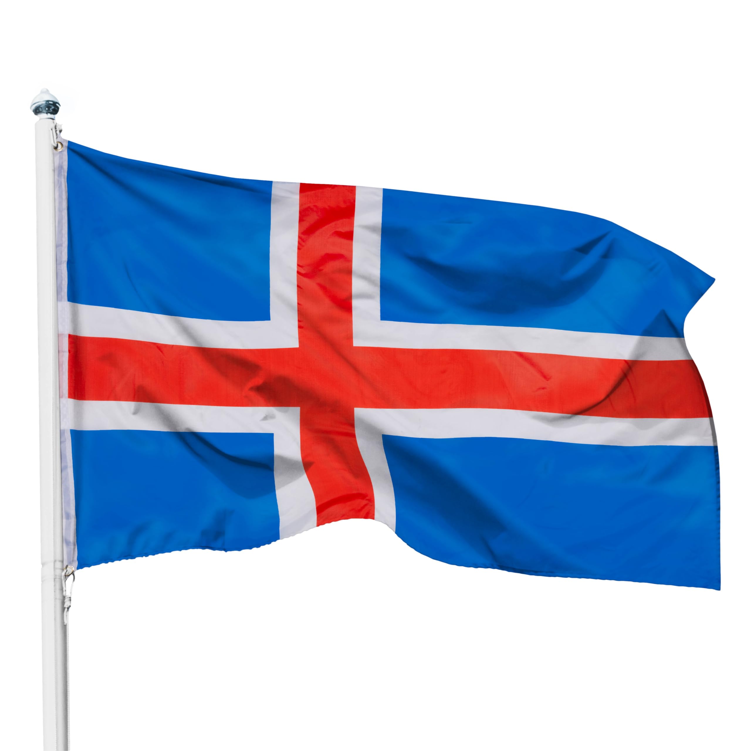PHENO FLAGS Iceland Flag - 90 x 150 cm, Red, White, Blue, Polyester, Double Sided, Weather Resistant