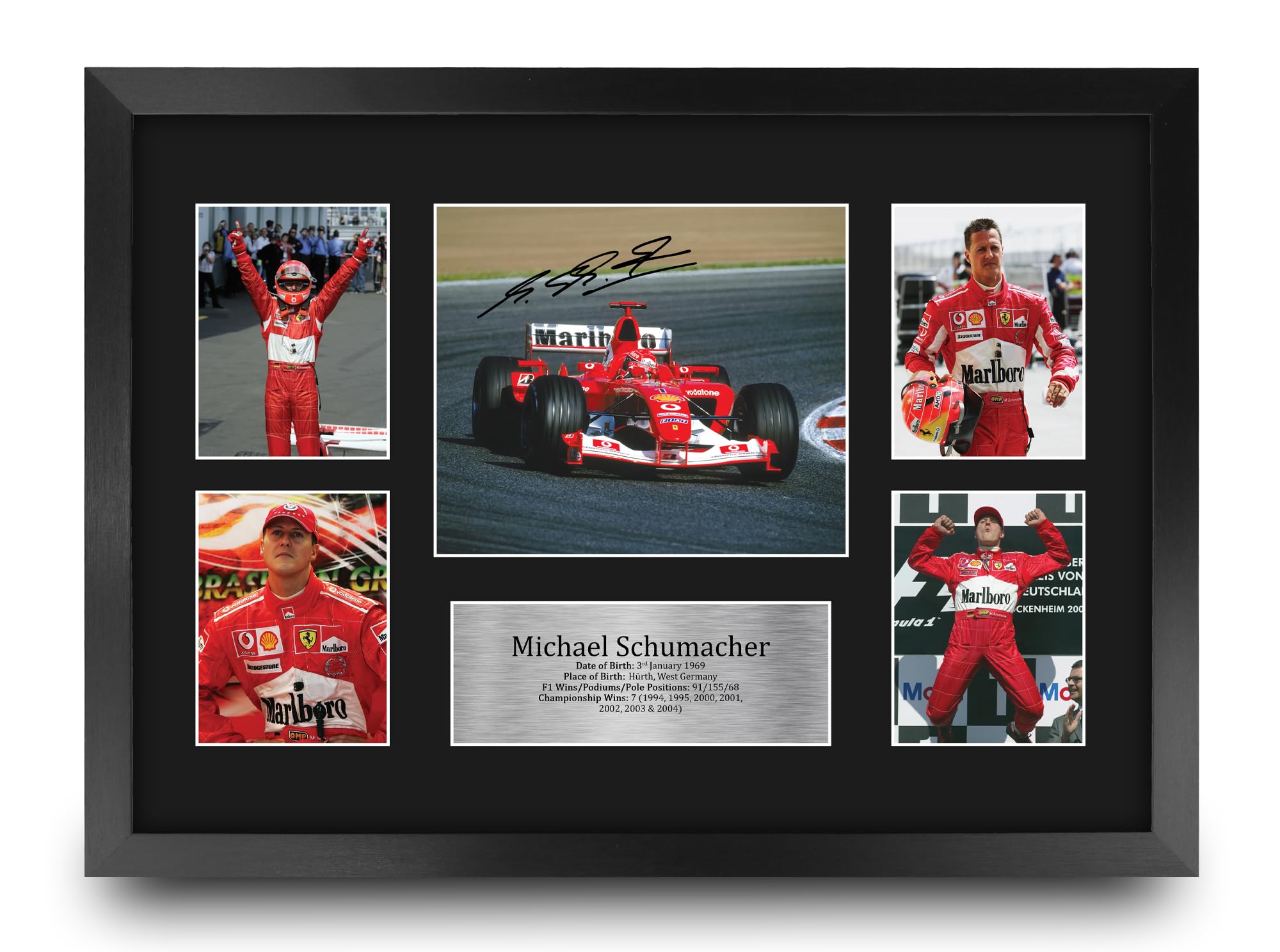 HWC Trading FR A3 Michael Schumacher Gifts Printed Signed Autograph Presentation Display for F1 Formula 1 Racing Fans - A3 Framed