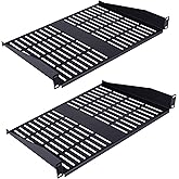 Pxoerzy 2PCS 1U Server Rack Shelf, Suitable for 19" Network Equipment Racks and Cabinets, Ventilated Cantilever Tray, Depth of 12 inches, Well-Ventilated (12")