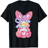 Easter Cute Bunny Coquette Bow Tie Dye Rabbit Women Girl Kid T-Shirt