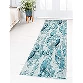 Unique Loom Positano Collection Coastal Modern Fish Light Blue Runner Rug (2' x 7')