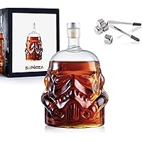 Transparent Creative Whiskey Flask Carafe Decanter with 4 Stainless Steel Whiskey Stones and Ice Tong,Whiskey Carafe…