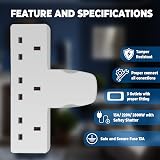 LOYRAD 3 Way Plug Extension Socket UKCA Certified 13 A Fuse White view 2