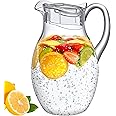 Amazing Abby - Bubbly Grand - Plastic Pitcher (96 oz, 3 Quart), Clear Water Pitcher with Lid, Fridge Jug, BPA-Free, Shatter-Proof, Great for Iced Tea, Sangria, Lemonade, Juice, Milk, and More
