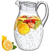 Amazing Abby - Bubbly Grand - Plastic Pitcher (96 oz, 3 Quart), Clear Water Pitcher with Lid, Fridge Jug, BPA-Free, Shatter-Proof, Great for Iced Tea, Sangria, Lemonade, Juice, Milk, and More