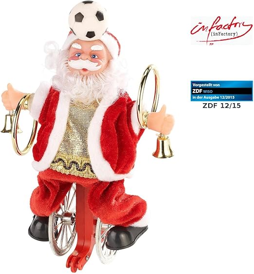 Immagini Babbo Natale Sportivo.Infactory Babbo Natale Babbo Natale Che Canta Sul Monociclo Pallone Da Calcio Sportivo Babbo Natale Amazon It Casa E Cucina