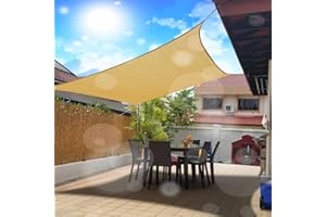 FLY HAWK Rectangle Patio Sun Shade Sail Canopy, 10' x 12' Patio Sunshade Cover Canopy - Durable Fabric Cloth for Outdoor Garden Yard Pond Pergola Sandbox Deck Courtyard - Sand Color