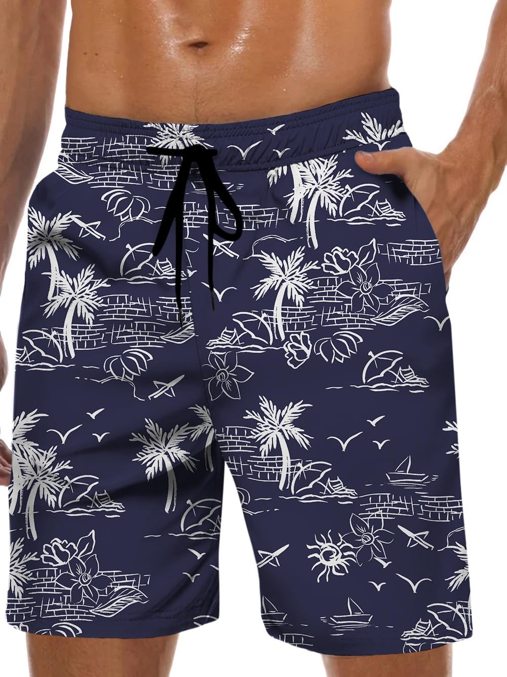 Men's Swim Trunks Hawaiian Bathing Mesh Lining Suit