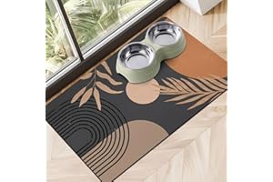 CUSLNOX Dog Food Mats for Floors Super Absorbent, Pet Cat Food Mat - Non Slip Dog Bowl Mats for Food and Water, Eco-Friendly Boho Dog Placemats Feeding Mat