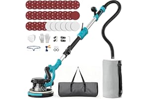 BLUEBOW Drywall Sander, 1000W Popcorn Ceiling Removal Tool, Electric Drywall Sander with Vacuum Dust Collection, 30Pcs Sanding Discs, 6 Variable Speed 800-2200RPM, LED Light, Foldable & Extendable Handle