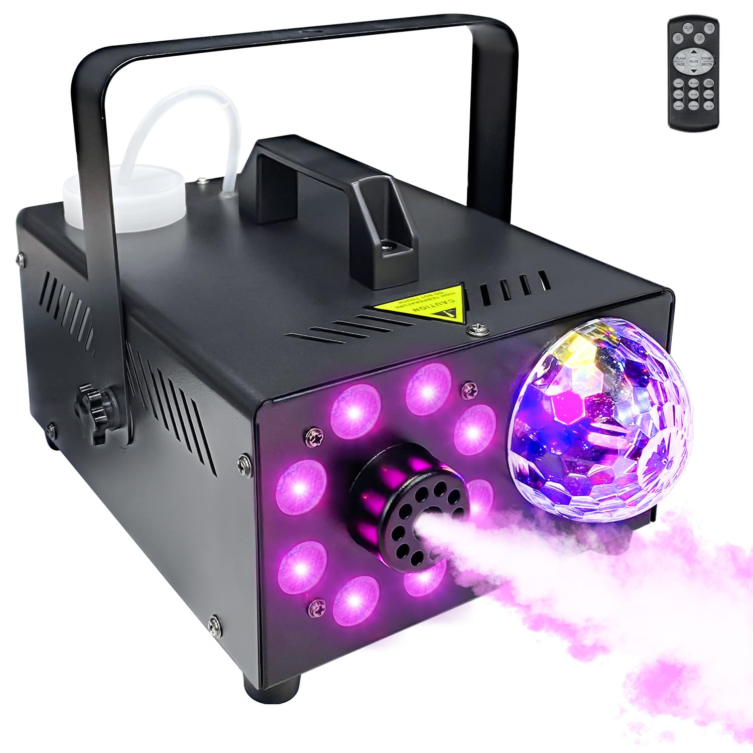Photo 1 of Fog Machine with Remote, Indoor Smoke Machine for Halloween & Parties, 600W 2000CFM, 13 Color LED Lights & Timer for DJ Stage, Wedding, Photography