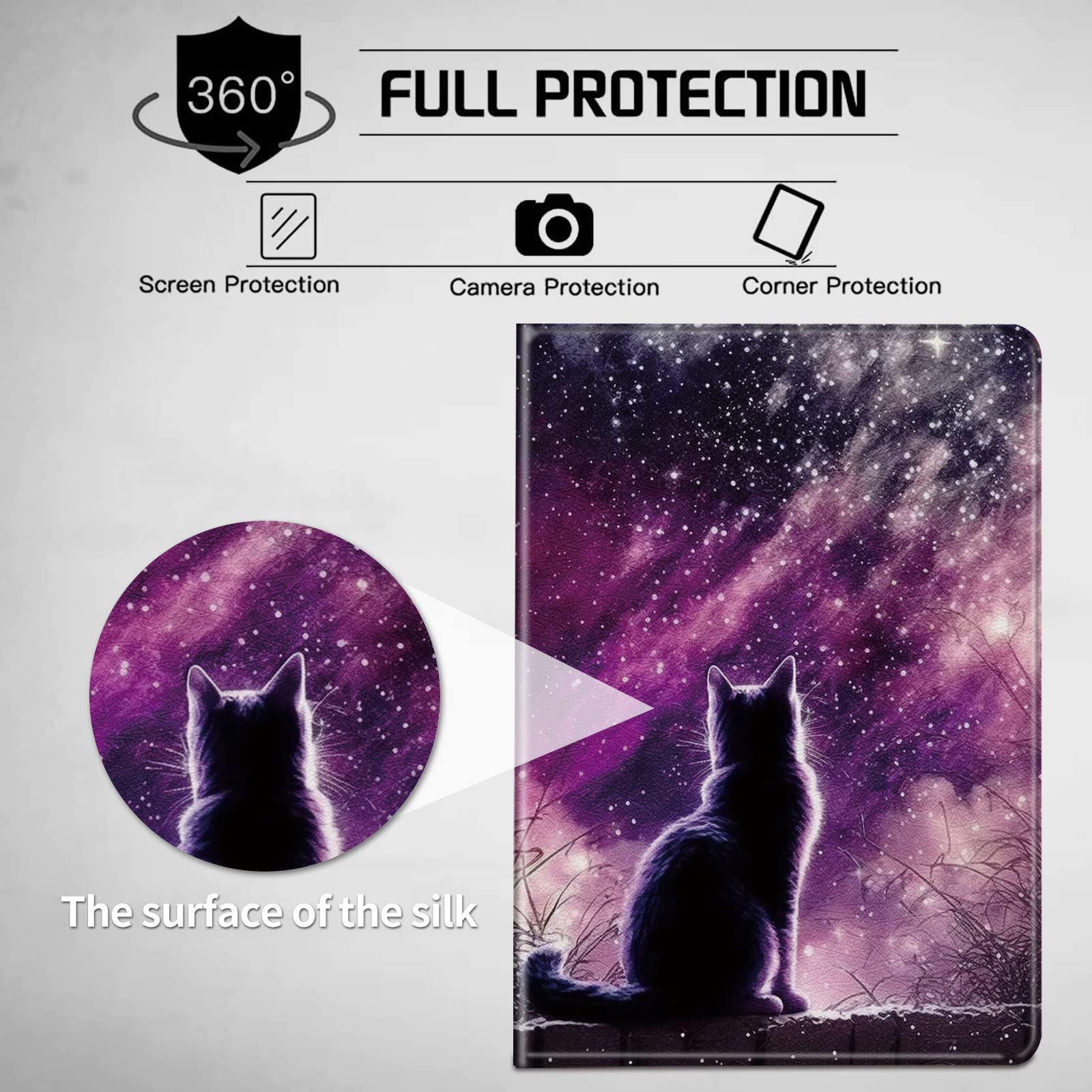 BPQOJB for Kindle Paperwhite Case 11th Generation 2021 6.8 inch for Kindle Paperwhite Signature Edition Case with Adjustable Stand & Auto Wake/Sleep Feature Smart Protect Cover - Galaxy Cat