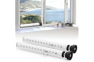 WooFog（Short）Security Bars for Sliding/Vertical Window, Adjustable Window Jammer Bars Security Inside,（Small）Window Guards for Home Security, 11" to 18" Anti Theft Window Safety Lock Bar -White 2 Pcs