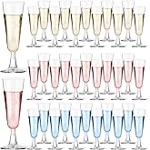 Plastic Champagne Flutes 40 Pack, 5.5 Oz Clear Disposable Plastic Champagne Glasses, Wine Glasses Cups for Wedding Celebration Birthday Party Valentines Wine Tasting New Years Eve Party Supplies