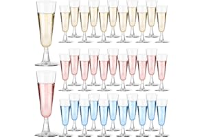 GuanQiao Plastic Champagne Flutes 40 Pack, 5.5 Oz Clear Disposable Plastic Champagne Glasses, Wine Glasses Cups for Wedding Celebration Birthday Party Wine Tasting New Years Eve Party Supplies
