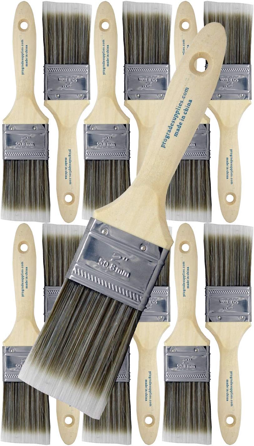 Pro Grade Paint Brushes 12 Ea 2 Inch Flat Brushes