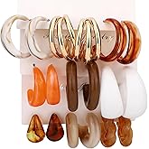 9 Pairs Acrylic Vintage Earrings for Women, Lightweight Minimalist Hollow Hoop Resin Metal Earrings Set Fashion Decor & Jewelry Gifts