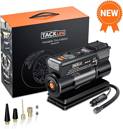 TACKLIFE ACP1B Compressore Portatile per Auto 120W DC 12V Mini Pompa...