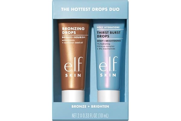e.l.f. SKIN The Hottest Drops Duo, Holy Hydration! Thirst Burst & Bronzing Skincare Set, For A Dewy, Sun-Kissed Look, Vegan &