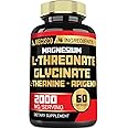 2000mg Magnesium L Threonate Supplement with Magnesium Glycinate, L-Theanine & Apigenin - 60 Capsules - Positive Mood, Brain Health, Ability to Remember & Muscle Growth Support