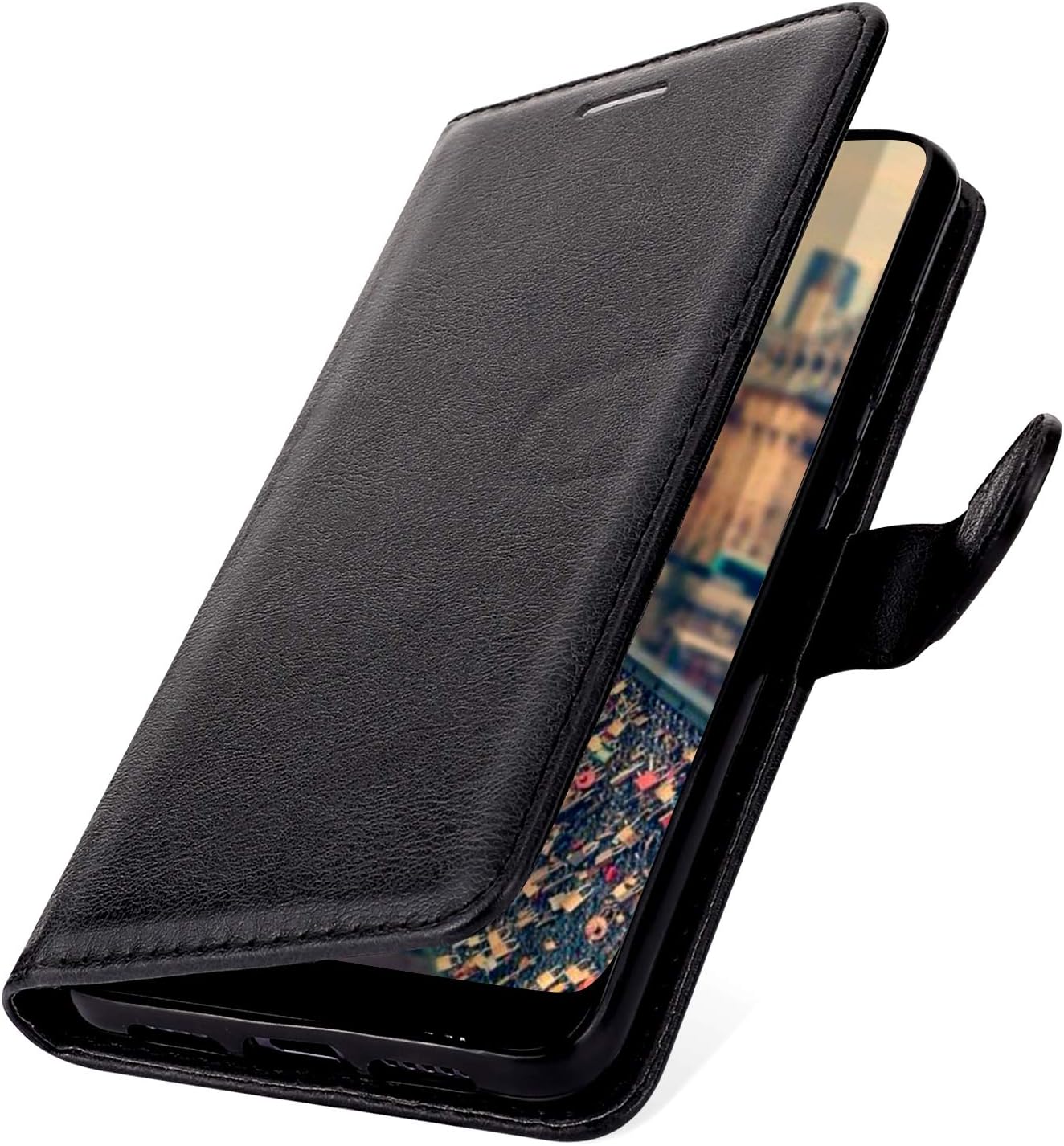 MoreChioce Huawei Mate 20 Pro Case,Huawei Mate 20 Pro Wallet Case, Premium PU Leather Flip Folio Wallet Case with Card Slot,Stand Holder and Magnetic Closure Compatible with Huawei Mate 20 Pro, Black