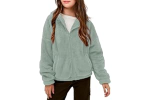 Haloumoning Girls' Outerwear Jackets Kids Soft Fleece Zip up Hoodie with Pockets 5-14 years